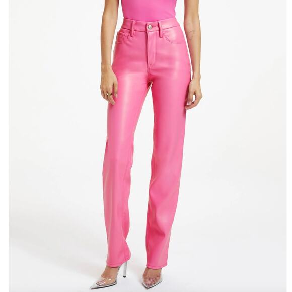 GOOD AMERICAN Better Than Leather Faux Leather Pant Sorority Pink Sz 14/15 {3U53 - Picture 1 of 5